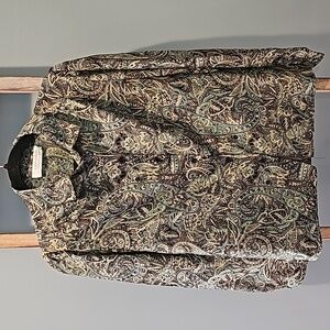 Lady Arrow Women's Wear Vintage Paisley Button Down Long Sleeve Blouse